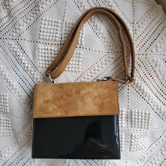 Vintage Handbags - Vintage vinyl and suede small purse